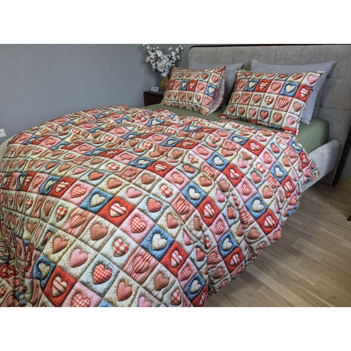Постільна білизна в сердечка cotton 5D Кантрі+Хакі